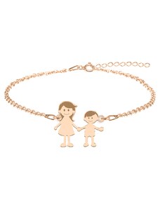 BijuBOX - Bestseller Family - Bratara personalizata mama si copilul din argint 925 placat cu aur roz