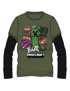 ZENTRADE Bluza cu maneca lunga, bumbac 100%, baieti, Licenta Minecraft, Verde Negru