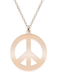 BijuBOX Peace - Colier personalizat semnul pacii din argint 925 placat cu aur roz