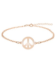 BijuBOX Peace - Bratara personalizata semnul pacii din argint 925 placat cu aur roz