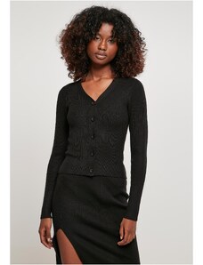 UC Ladies Women's cardigan with short rib knit - black