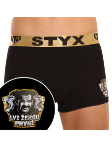 Boxeri bărbați Styx / KTV elastic sport negru - elastic auriu (GTZL960) XXL