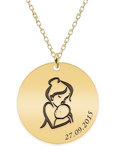 BijuBOX - Bestseller Ami - Colier personalizat mama si bebe din argint 925 placat cu aur galben 24K