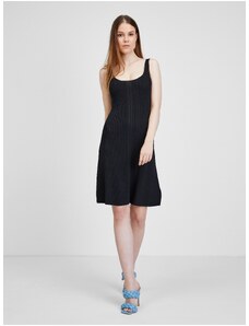 Black Ladies Ribbed Dress Guess Lucille - Ladies