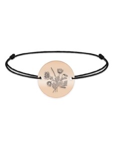 BijuBOX Flora - Bratara personalizata snur buchet flori banut din argint 925 placat cu aur roz