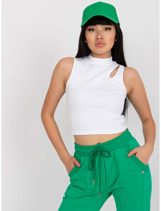 Fashionhunters White ribbed sleeveless top from RUE PARIS