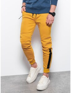 Ombre Pantaloni de trening pentru bărbați cu cusături - galben V7 OM-PASK-0137
