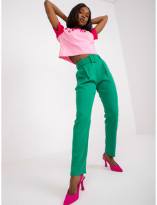 Fashionhunters Pantaloni de costum verde deschis cu curea Giulia