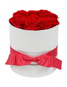 FashionForYou Aranjament floral Trandafiri parfumati de sapun, in cutie alba Luxury S (Culoare: Rosu)
