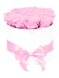 FashionForYou Aranjament floral Trandafiri parfumati de sapun, in cutie alba Luxury M (Culoare: Roz)