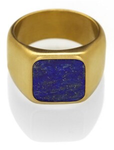 Inel cu sigiliu cu lapis lazuli pentru barbati - Gold Trimakasi