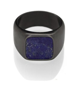 Inel cu sigiliu cu lapis lazuli pentru barbati - Black Trimakasi