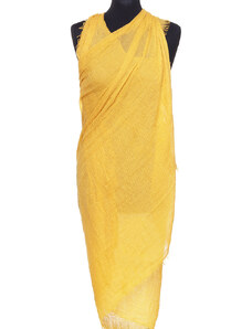 Shopika Esarfa dreptunghiulara tip pareo cu aspect creponat din vascoza, galben mustar