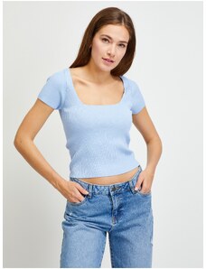 Light blue Women Ribbed Cropped T-Shirt Guess - Women