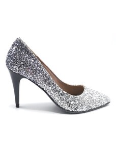 Yellow Unicorn Pantofi stiletto din glitter argintiu in degrade Silver Black Glam