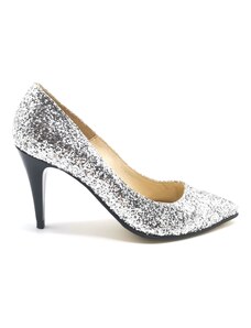 Yellow Unicorn Pantofi stiletto din glitter argintiu Silver Glam