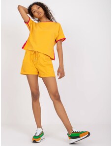 Fashionhunters Yellow and pink two-piece basic set made of cotton RUE PARIS