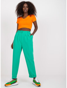 Fashionhunters Green women's trousers made of fabric with pockets RUE PARIS