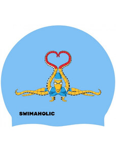 Cască de înot swimaholic octopus cap albastru deschis