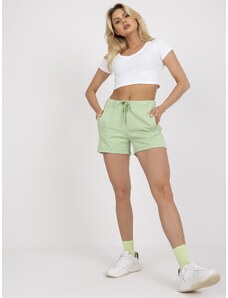 Fashionhunters Essential high-waisted pistachio shorts