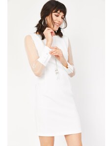 Lafaba femei alb dantelă mini creion rochie