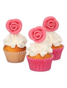Funcakes Trandafiri din marțipan 6 buc - Roz