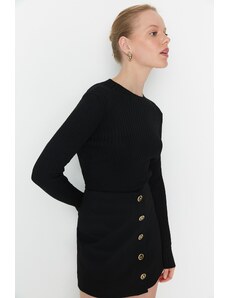 Trendyol Black Cord împletit pulover crop pulover