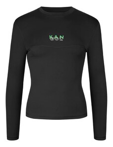 KANGOL Tricou 'Ava' verde limetă / negru / alb