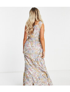 Pieces Petite exclusive tiered maxi dress in vintage floral-Multi