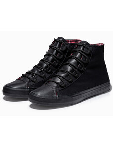 Ombre Pantofi de bărbați pantofi de sport din materiale combinate - negru V1 OM-FOTH-0143