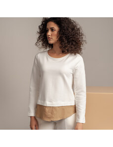 Willsoor Bluză albă pentru femei cu inserție de cămaşă 14150