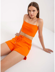 Fashionhunters Basic Orange High-Waisted Sweatshirt Shorts by RUE PARIS