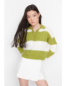 Trendyol Green Soft Textured Color Block Knitwear Pulover