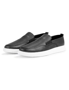 Ducavelli Seon Genuine Leather Men's Casual Shoes, Loafers, Summer Shoes, Light Shoes Black.