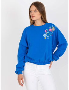 Fashionhunters Dark blue cotton sweatshirt RUE PARIS without hood