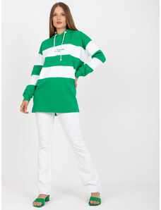 Fashionhunters Green-and-white hoodie with embroidery RUE PARIS