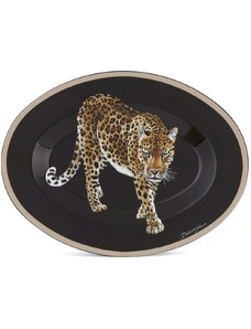 Dolce & Gabbana leopard-print wooden tray - Black