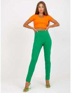 Fashionhunters Green basic leggings with slit RUE PARIS