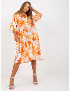 Fashionhunters Orange thin oversize viscose dress