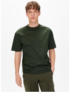 Tricou de bază pentru bărbați verde închis ONLY &; SONS Fred - Men