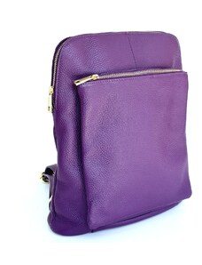 Rucsac dama din piele naturala, Mov- Made in Italy