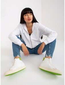 Fashionhunters Basic white zippered sweatshirt with pockets