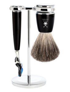 Mühle RYTMO MÜHLE Shaving set, pure badger, with Gillette Fusion, handle material made of high-grade resin black