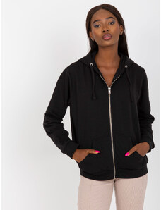 Fashionhunters Basic black zippered sweatshirt with pockets