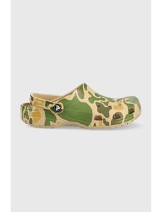 Crocs papuci Classic Printed Camo Clog bărbați, culoarea verde 206454