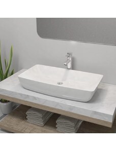 OrlandoKids Chiuveta de baie cu robinet mixer, ceramica, dreptunghiular alb