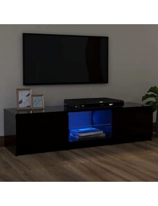 OrlandoKids Comoda TV cu lumini LED, negru, 120x30x35,5 cm