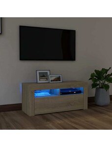 OrlandoKids Comoda TV cu lumini LED, stejar Sonoma, 90x35x40 cm