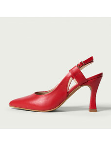 ALURA PREMIUM Pantofi cu toc decupați Davina din piele naturală roșie (Mărime: 35)