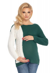 Be MaaMaa Pulover de maternitate, tricotat model - verde / alb